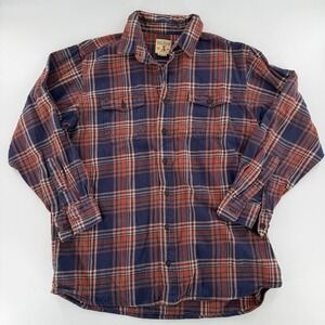 Red Head Brand Co Flannel Shirt Mens XLT Blue Orange Good Plaid Button Down Tall